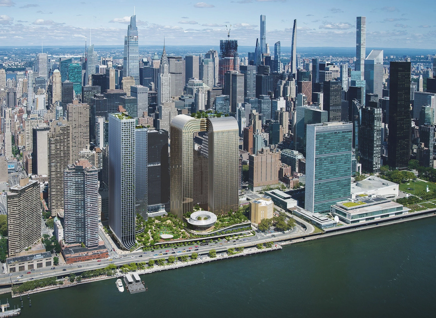 BIG проектирует небоскрёбы с консольным мостом на Манхэттене
