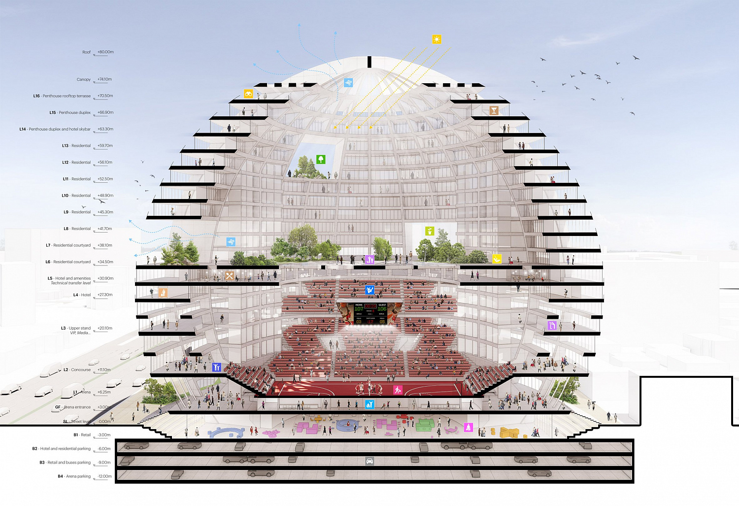 MVRDV спроектировала гигантскую сферу для спортивной арены в Тиране